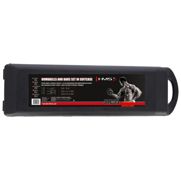Stc55 sztangielki regulowane w walizce chromowane 55kg hms