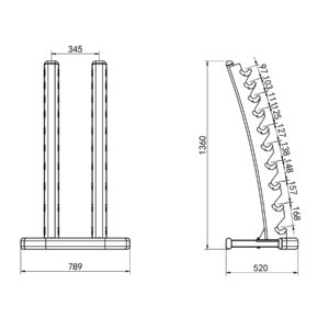 Zestaw hantli poliuretanowych hpt 2 x 1 - 10 kg (110 kg) + stojak str37 hms