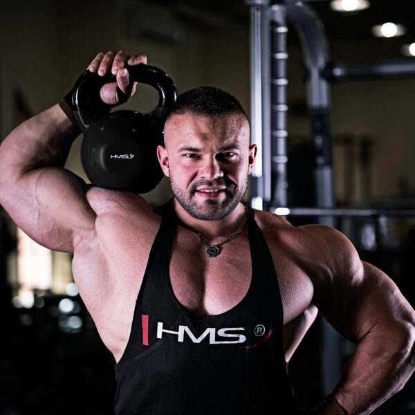 Knv04 black kettlebell Żeliwny pokryty winylem hms