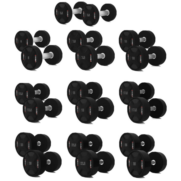 Hpc set zestaw hantli poliuretanowych 2 x 2.5 - 25 kg cpu (275 kg) hms