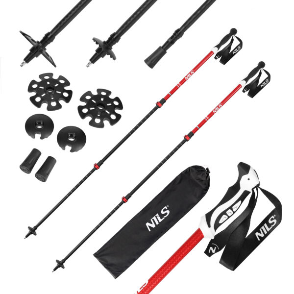 Tk8601 red kije trekkingowe aluminiowe nils