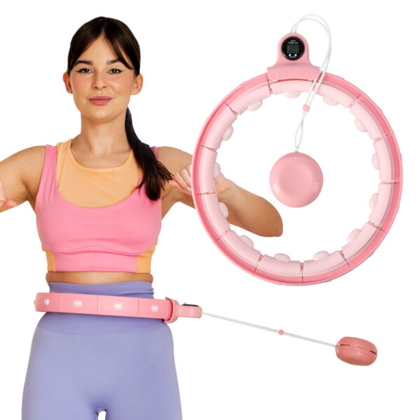 Fh02 pink hula hop z obciĄŻnikiem + licznik