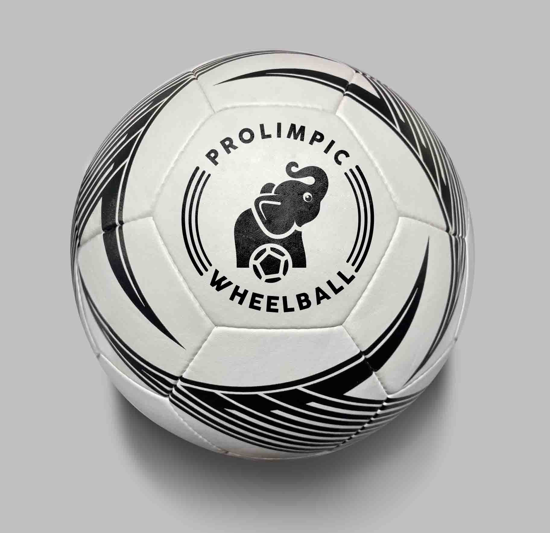 Duża piłka Elephant Wheelball 103 cm – biała piłka z czarnym wzorem i logo Prolimpic Wheelball