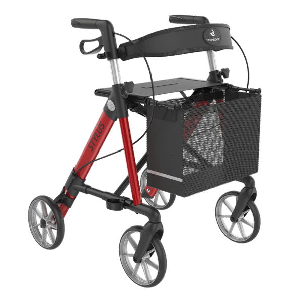 Rehasense tylus – rolator base line l 60 jasnoczerwony stabilny