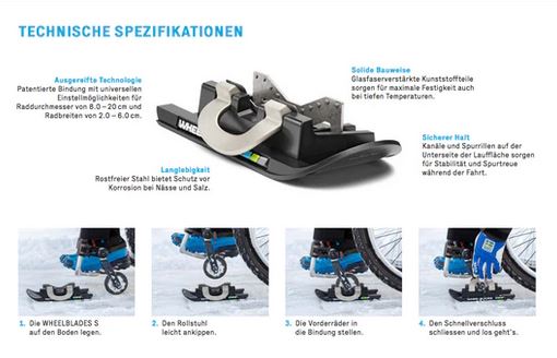 Wheelblades s - narty, płozy do wózka inwalidzkiego - 1 para