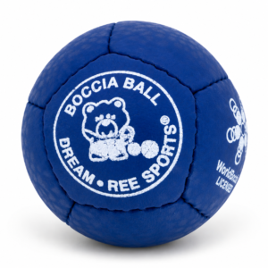 Niebieska bila do boccii Dream Balls ze skóry owczej z licencją World Boccia
