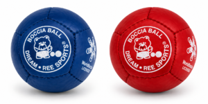 Bile do boccii Dream Balls Super Hard ze skóry bydlęcej – niebieska i czerwona, licencja World Boccia
