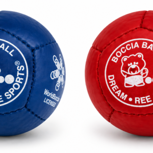 Bile do boccii Dream Balls Super Hard ze skóry bydlęcej – niebieska i czerwona, licencja World Boccia