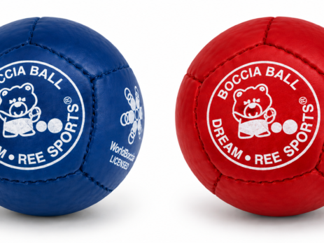 Bile do boccii Dream Balls Super Hard ze skóry bydlęcej – niebieska i czerwona, licencja World Boccia