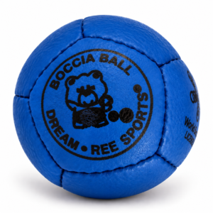 Niebieska bila do boccii Dream Balls ze skóry bydlęcej z licencją World Boccia