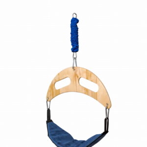 Skoczek sensoryczny granatowy ze sklejki lakierowanej, siedzisko bungee