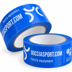 Komplet błękitnych taśm do boccii 50 mm i 25 mm z nadrukiem BOCCIASPORT.COM