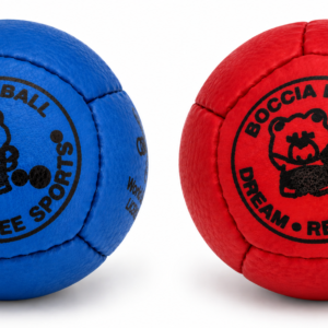 Bile do boccii Dream Balls ze skóry bydlęcej – niebieska i czerwona, licencja World Boccia