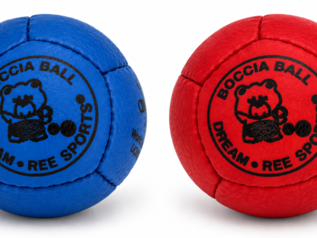 Bile do boccii Dream Balls ze skóry bydlęcej – niebieska i czerwona, licencja World Boccia