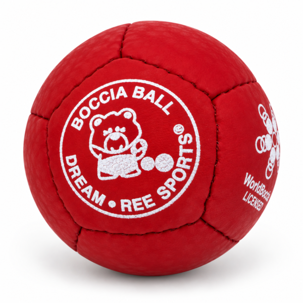 Czerwona bila do boccii Dream Balls ze skóry owczej z licencją World Boccia