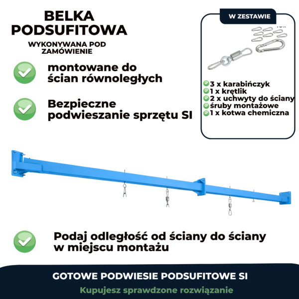 Belka podsufitowa SI do 3 m montowana między ścianami murowanymi