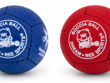 Bile do boccii Dream Balls ze skóry owczej – niebieska i czerwona, licencja World Boccia