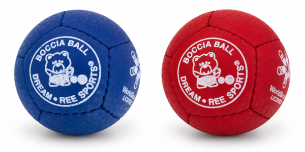 Bile do boccii Dream Balls ze skóry owczej – niebieska i czerwona, licencja World Boccia