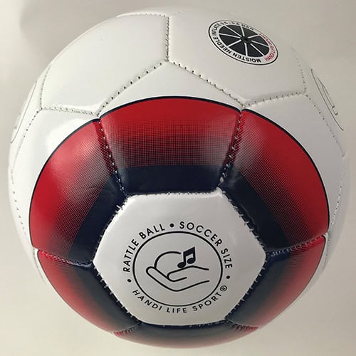Biało-czerwona piłka nożna dla niewidomych Medino z logo Rattle Ball Soccer Size