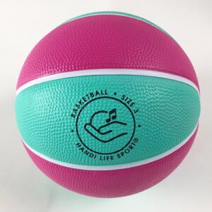 Różowo-turkusowa piłka do koszykówki z dzwonkami rozmiar 3 Handi Life Sport