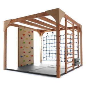 Drewniana klatka SI w kolorze granatowym, podstawa 3x3 m