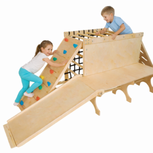 Monkey Park XL z drabinkami, dwiema ściankami, siatką i zjazdem do deskorolki