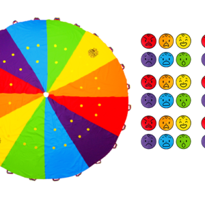 Chusta Edukacyjna AKSON 3m Zestaw małe koła + 36 EMOCJI — pomoc dydaktyczna do zajęć