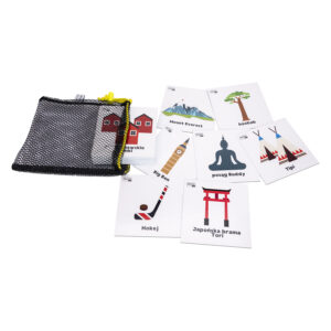 Karty pracy ZABYTKI po polsku 10 x 10 cm 52 sztuki — pomoc dydaktyczna do zajęć