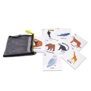 Karty pracy ZWIERZĘTA po polsku 10 x 10 cm 78 sztuk — pomoc dydaktyczna do zajęć