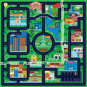 Mata Animacyjna MIASTO 100×100 cm — pomoc dydaktyczna do zajęć