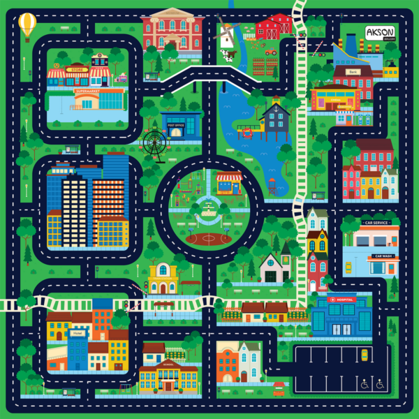 Mata Animacyjna MIASTO 100×100 cm — pomoc dydaktyczna do zajęć