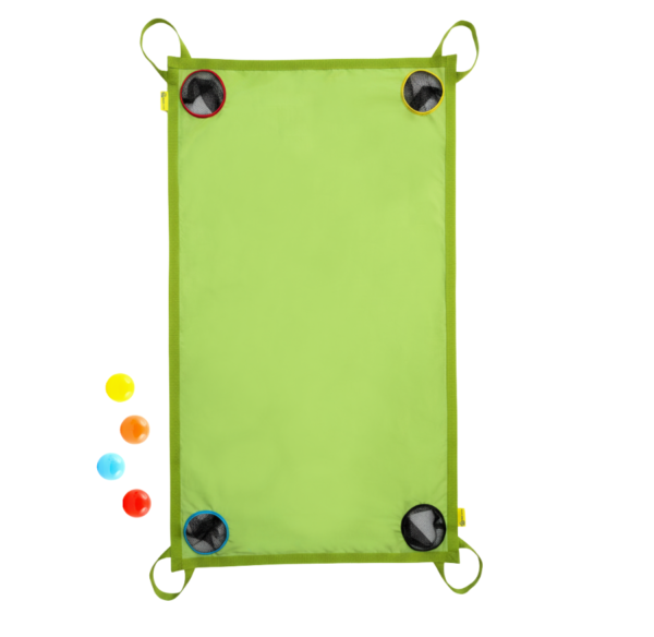 Mini chusta animacyjna Bilard 120 x 70 cm zielona z 4 piłeczkami — pomoc dydaktyczna do zajęć
