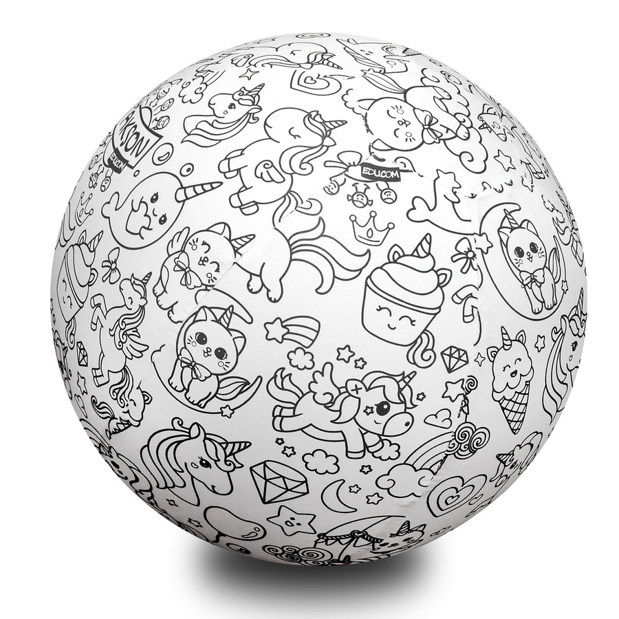 Piłka Balonowa do kolorowania JEDNOROŻCE 30 cm — pomoc dydaktyczna do zajęć