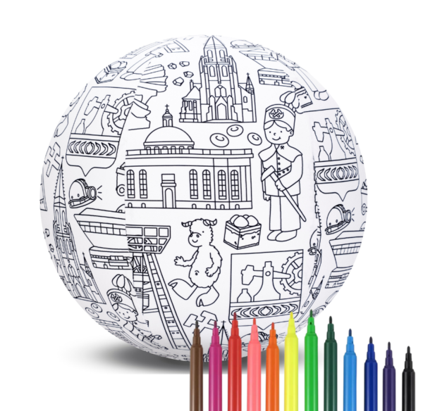 Piłka Balonowa do kolorowania seria miasta KATOWICE 30 cm — pomoc dydaktyczna do zajęć