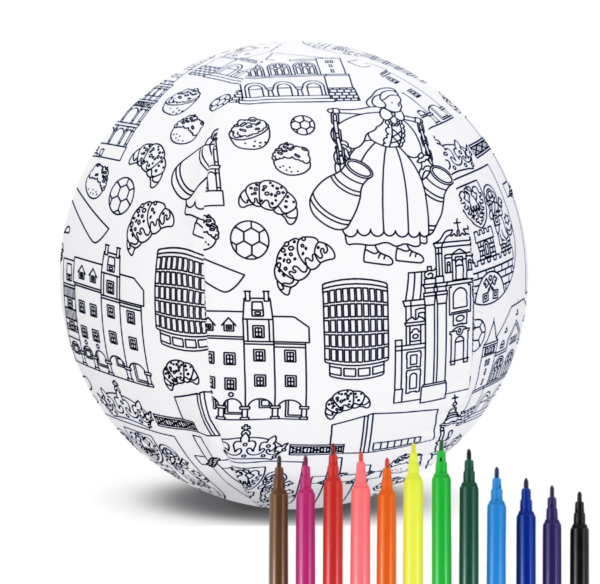 Piłka Balonowa do kolorowania seria miasta POZNAŃ 30 cm — pomoc dydaktyczna do zajęć