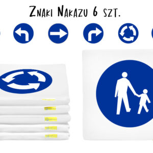 Poduszki kwadratowe ekoskóra ZNAKI drogowe NAKAZU 3 cm 6 szt. — pomoc dydaktyczna do zajęć