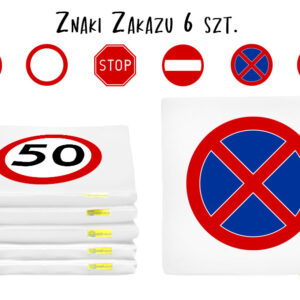 Poduszki kwadratowe ekoskóra ZNAKI drogowe ZAKAZU 3 cm 6 szt. — pomoc dydaktyczna do zajęć