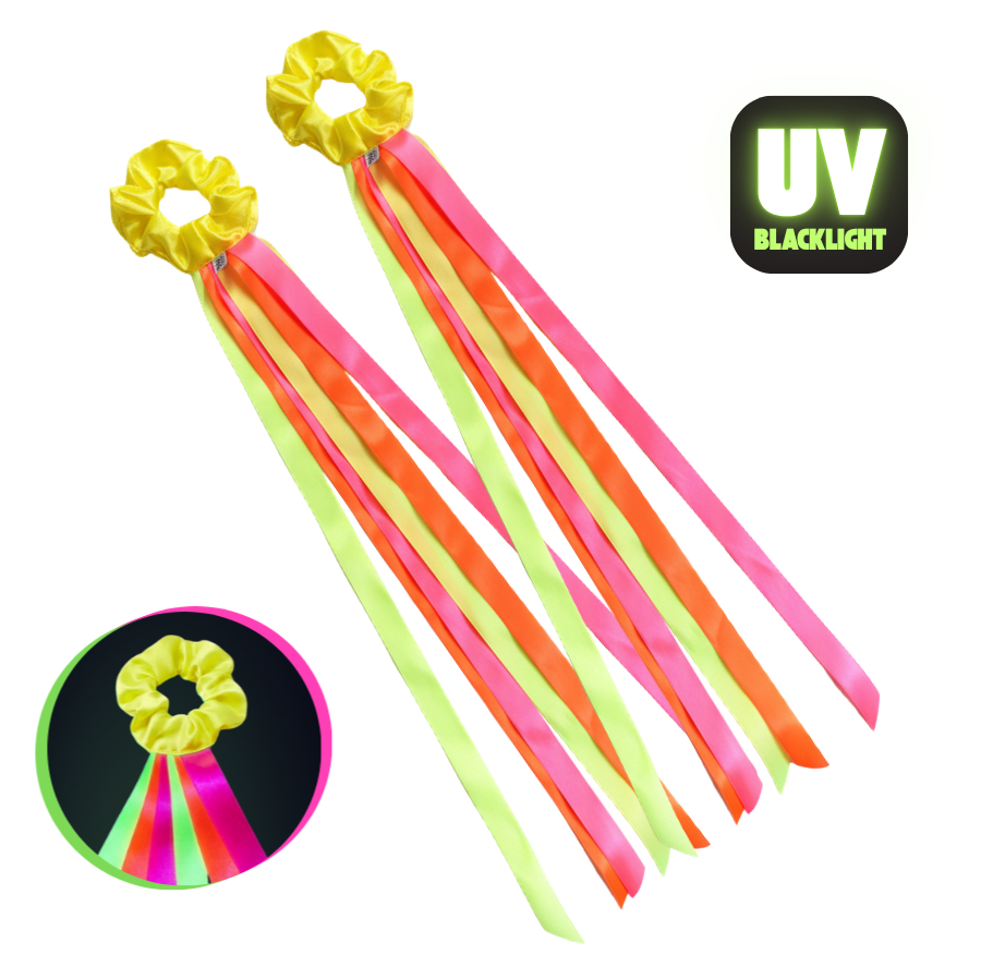 Wstążki do tańca 75 cm na rękę Neonowe UV 2 szt. — pomoc dydaktyczna do zajęć