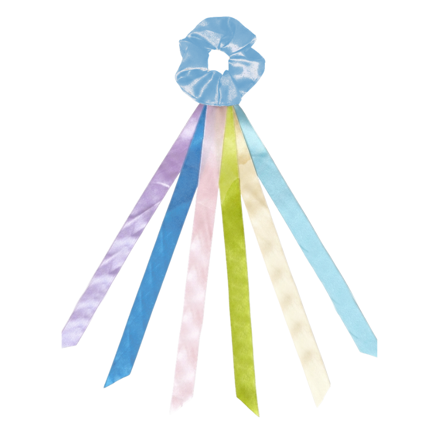 Wstążki do tańca pastelowe 50 cm na rękę z opaską błękitną 1 szt. — pomoc dydaktyczna do zajęć