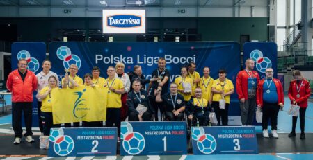 Dekoracja zwycięzców na podium Polskiej Ligi Bocci – Bielsko-Biała, wrzesień 2026
