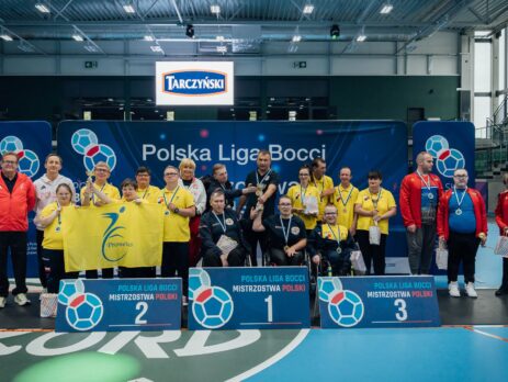 Dekoracja zwycięzców na podium Polskiej Ligi Bocci – Bielsko-Biała, wrzesień 2026