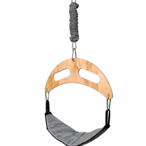 Skoczek sensoryczny szary podwieszany z systemem bungee i sklejką