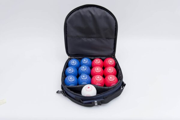 Boccia Superior Classic 2026 w torbie na ramię – zestaw 13 bil do bocci w niebieskiej torbie