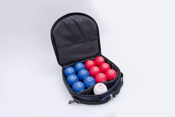 Boccia Superior Classic 2026 w torbie na ramię – otwarta torba z kompletem bil i jackiem