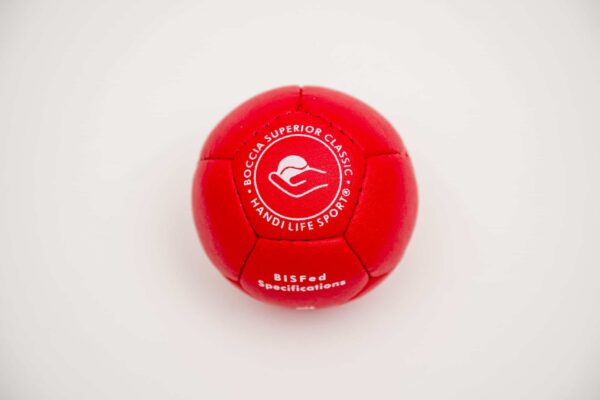 Czerwona bila Superior Classic 2026 z zestawu w torbie na ramię – szyta skóra PU z licencją World Boccia