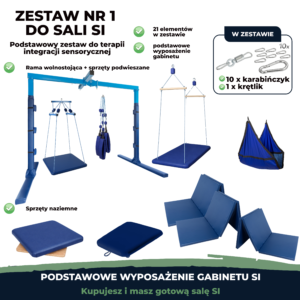 Zestaw nr 1 do sali SI z ramą wolnostojącą 3-4 m, granatowo-niebieski