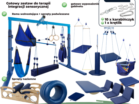 Zestaw nr 3 do sali SI z ramą wolnostojącą do 3 m, granatowo-niebieski