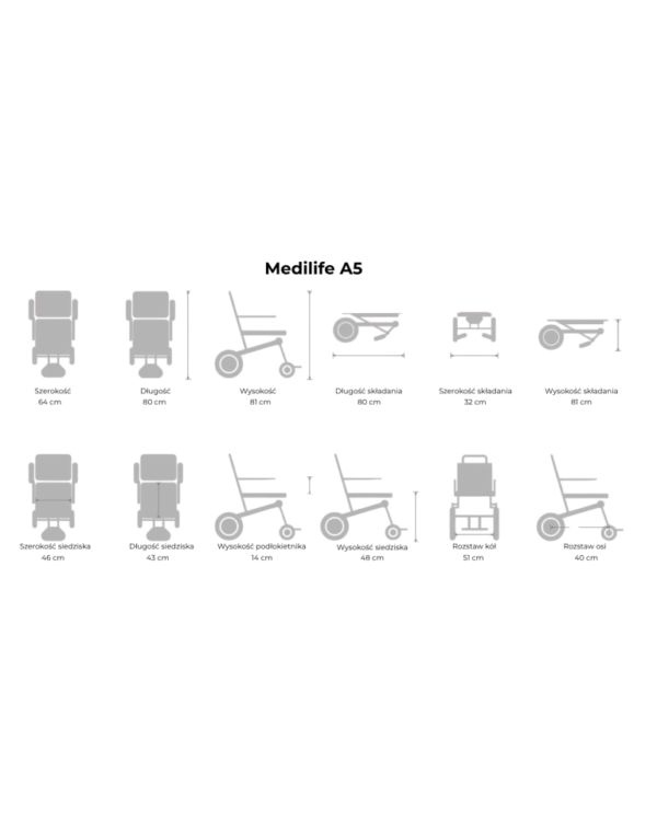 Medilife A5 Wózek Inwalidzki Manualny Aktywny składany z Systemem Szybkiego Montażu I Demontażu Kół – zdjęcie 3