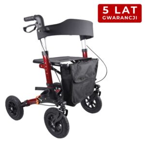 MEDILIFE GRAND BALKONIK CHODZIK DLA SENIORA TERENOWY Z SIEDZISKIEM - RED