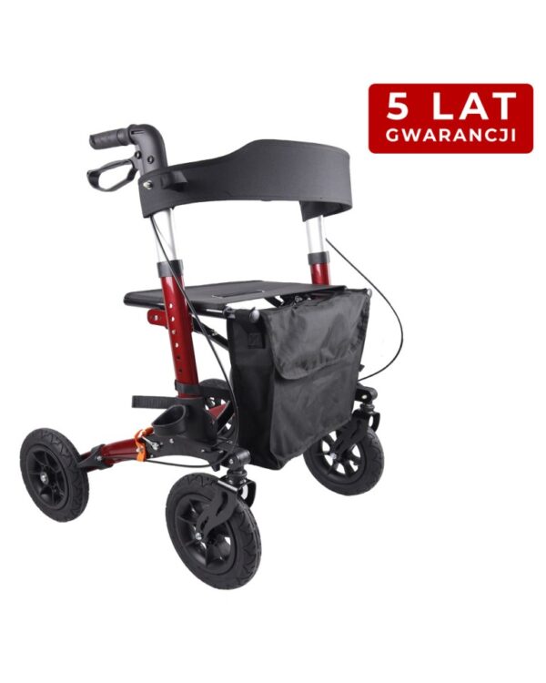 MEDILIFE GRAND BALKONIK CHODZIK DLA SENIORA TERENOWY Z SIEDZISKIEM - RED